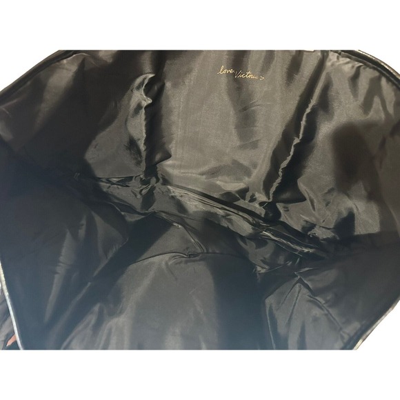 NEW Victorias Secret Large Sequin Tote Bag Black Colorful Stripe Bling Weekender - Picture 8 of 11